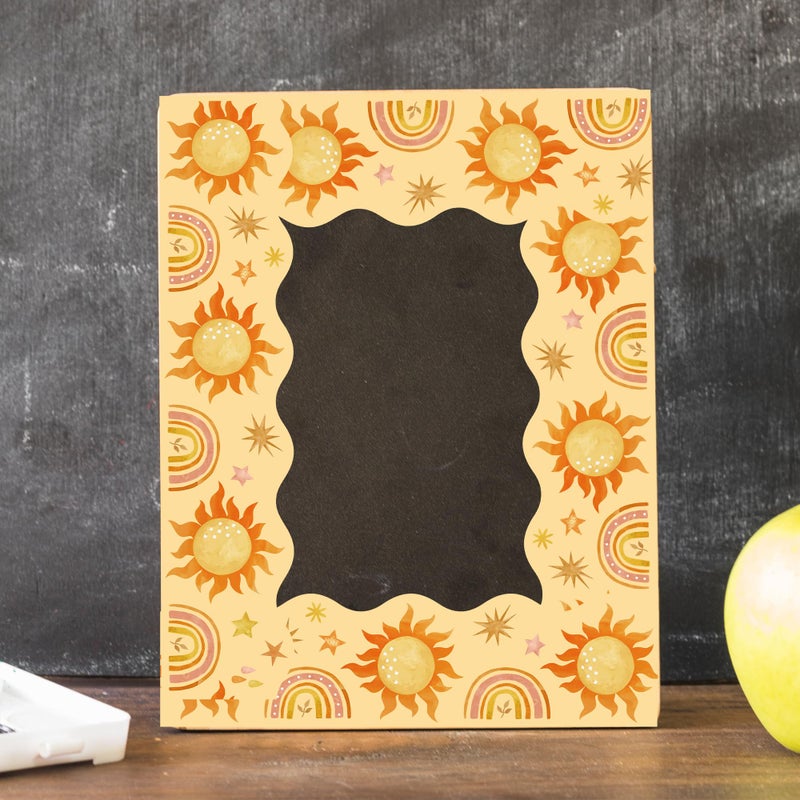 BeYumi Boho Sun Border Trim - 65ft Back to School Boho Sun Scalloped Rolled Border Trim Pastel Watercolor Bulletin Board Set Classroom Office Chalkboard Kindergarten Elementary Home Party Decoration - Image 4
